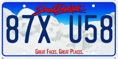 SD license plate 87XU58