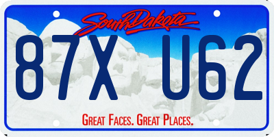 SD license plate 87XU62