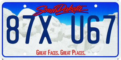 SD license plate 87XU67