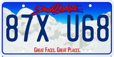 SD license plate 87XU68