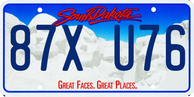 SD license plate 87XU76