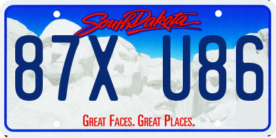 SD license plate 87XU86