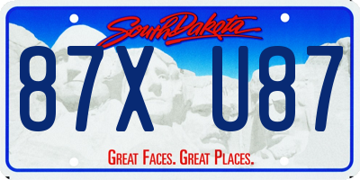 SD license plate 87XU87