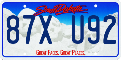 SD license plate 87XU92