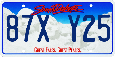 SD license plate 87XY25