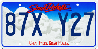 SD license plate 87XY27