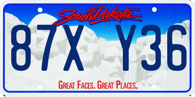 SD license plate 87XY36