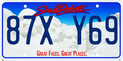SD license plate 87XY69