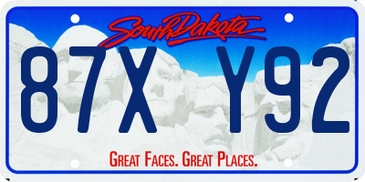 SD license plate 87XY92
