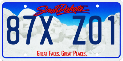 SD license plate 87XZ01