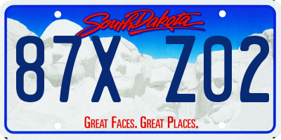 SD license plate 87XZ02