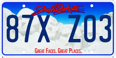 SD license plate 87XZ03