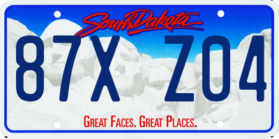 SD license plate 87XZ04
