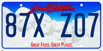 SD license plate 87XZ07
