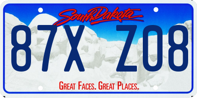 SD license plate 87XZ08