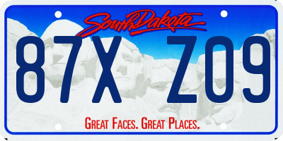 SD license plate 87XZ09