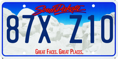SD license plate 87XZ10