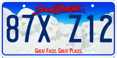 SD license plate 87XZ12