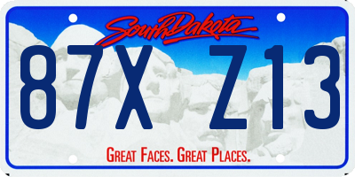 SD license plate 87XZ13