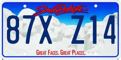 SD license plate 87XZ14
