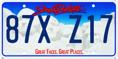 SD license plate 87XZ17