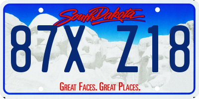 SD license plate 87XZ18