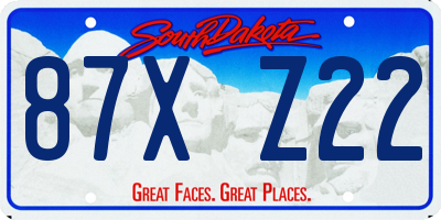 SD license plate 87XZ22