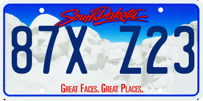 SD license plate 87XZ23