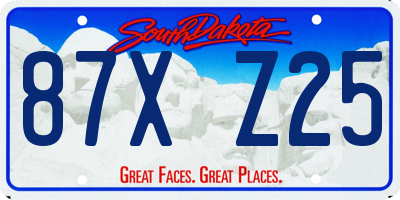 SD license plate 87XZ25