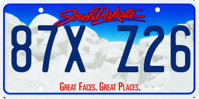 SD license plate 87XZ26