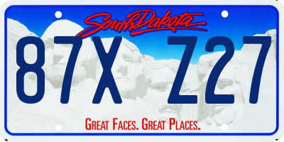 SD license plate 87XZ27