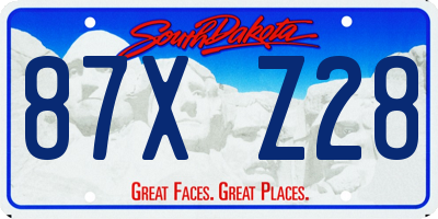 SD license plate 87XZ28