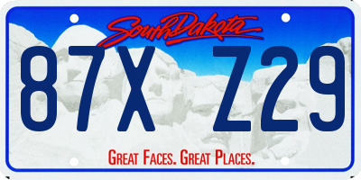 SD license plate 87XZ29