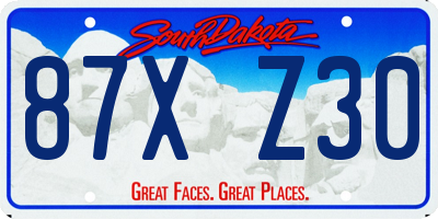 SD license plate 87XZ30