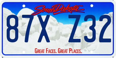 SD license plate 87XZ32
