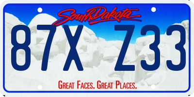 SD license plate 87XZ33