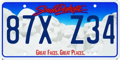 SD license plate 87XZ34