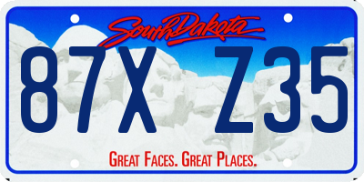 SD license plate 87XZ35