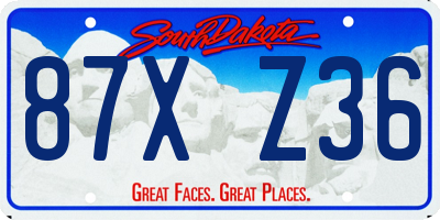 SD license plate 87XZ36