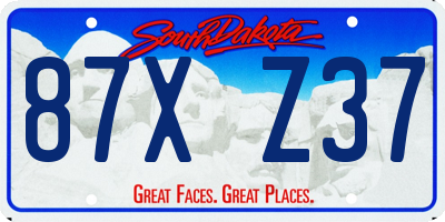 SD license plate 87XZ37