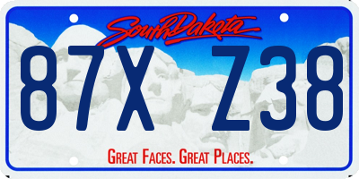 SD license plate 87XZ38