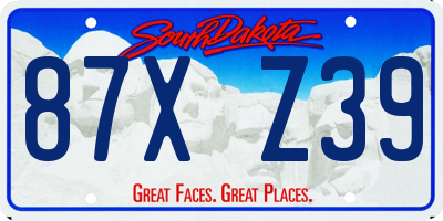 SD license plate 87XZ39