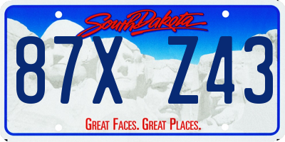 SD license plate 87XZ43