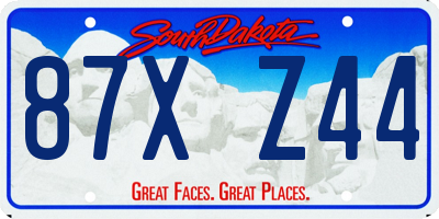 SD license plate 87XZ44