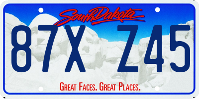 SD license plate 87XZ45
