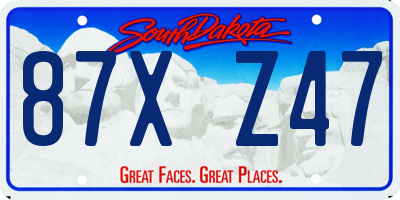 SD license plate 87XZ47