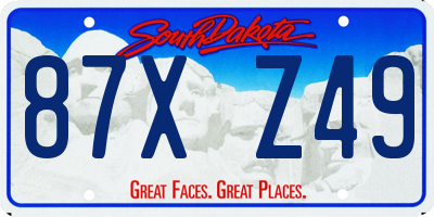 SD license plate 87XZ49