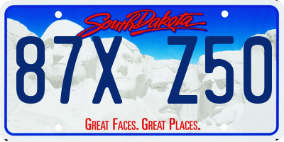 SD license plate 87XZ50