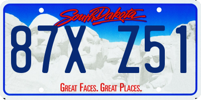SD license plate 87XZ51