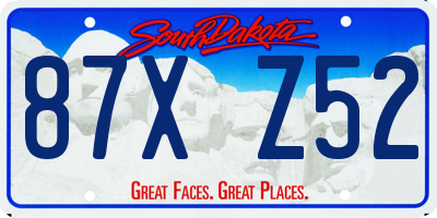 SD license plate 87XZ52